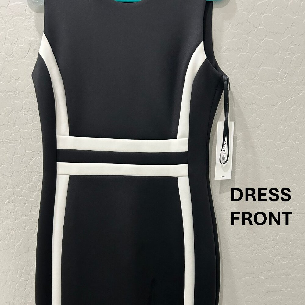 Calvin Klein Black & White Colorblock Sheath Dress – Size 8 – NWT